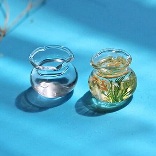 1Pcs Dollhouse Miniature Mini Fish Tank Mini Glass Bowl Doll House Accessories