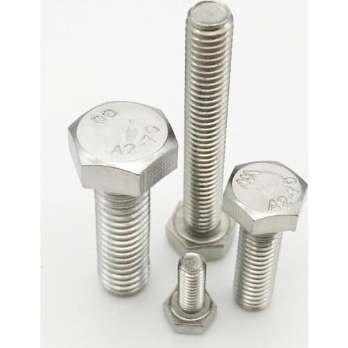 10pcs M6 M8 A2 304 Stainless Steel Metric Threaded DIN933 External Hex Hexagon Head Cap Screw Bolt Thread Diamater 6mm 8mm