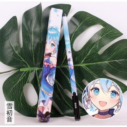 10 pcs Anime Snow Miku Gel pen VOCALOID Ballpoint Pen 0.5 Black refill Pens