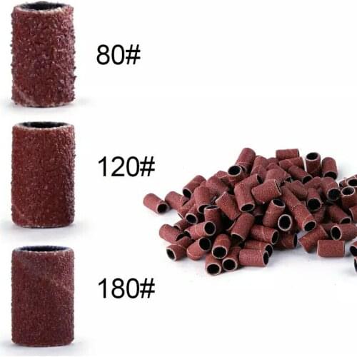 100pcs abrasive belt 80#, 120#, 180#, 240#, 320#, 600#, gel polish remover tool accessories for electric nail polisher
