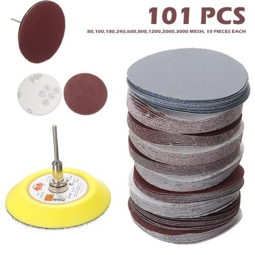 100pcs New 3" 75mm Sanding Disc Round Abrasive Dry Sandpaper Loop Sanding Disc Polish + 1pc Back-up Pad