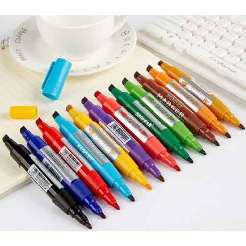 12 Baoke MP210#12 Stationery Color POP Pen Hand-painted Pen Double-headed Marker Marker Poster Pen 12 Color Pack