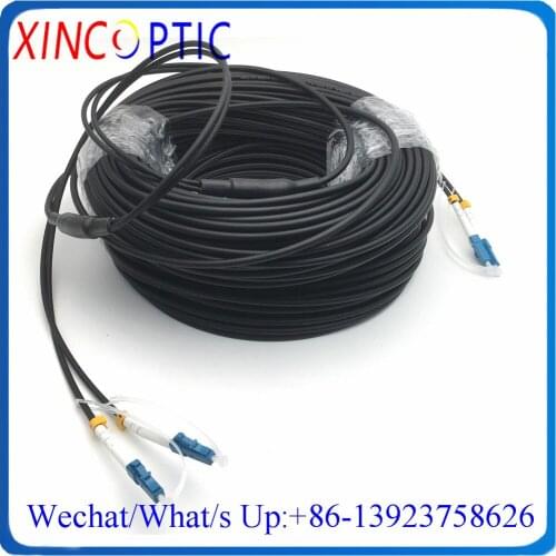 250M 2Cores SM G657A,4.0mm LSZH/TPU Black Cable,250Mts 2F LC/SC/ST/FCUPC SingleMode Armored 2C Fiber Optic Patch Cord Cable
