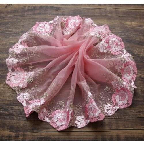 3Meters Multi-color optional DIY doll dress Gold thread embroidered flower lace Mesh embroidery lace accessories RS1142