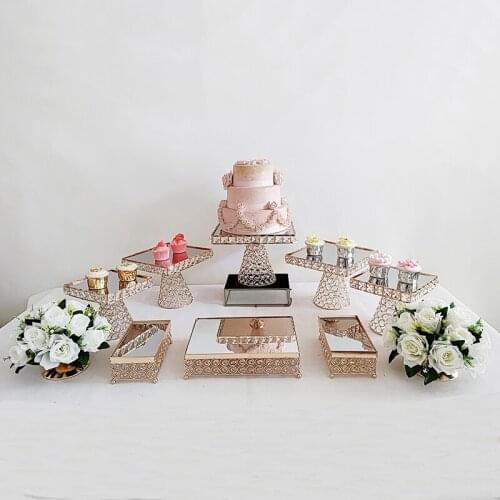 3pcs-11pcs Cake Stand Set square Metal Crystal Cupcake Dessert Display Pedestal Wedding Party Display