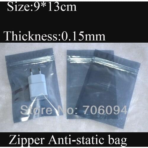 300PCS 9*13cm(3.54''*5.12'') Zipper Antistatic ESD Bag Ziplock Anti-static plastic Bag Free shipping