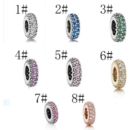 Free Shipping Authentic 925 Sterling Silver Pave Inspiration Spacer Charms Fit Original Bracelet For Women DIY Jewelry S925 Bead