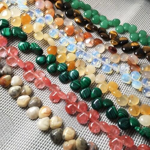 Natural Semi Precious Stone Beads For DIY Jewelry Making Necklaces Bracelets Transverse Hole Drop Glossy Surface 33 Seeds 20cm