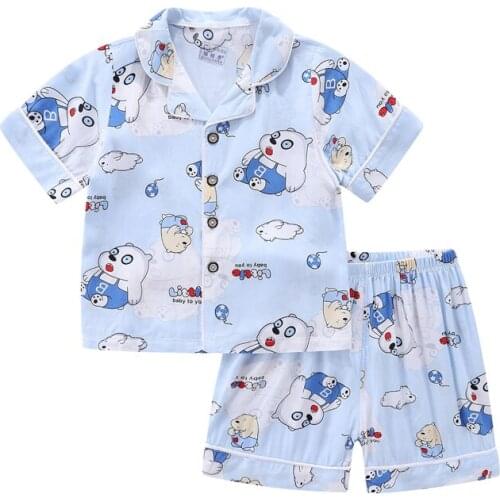 Kids baby boys girls solid short sleeve tops shirts sleepwear shorts toddler pajama sets 2pcs children casual costumes 2-7Y