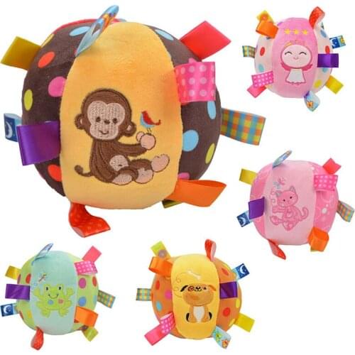 Baby plush Appease Cute Round Ball Toy Soft Hand Grasp lovely Animals Funny Educational Learning infant Safety Cotton Material