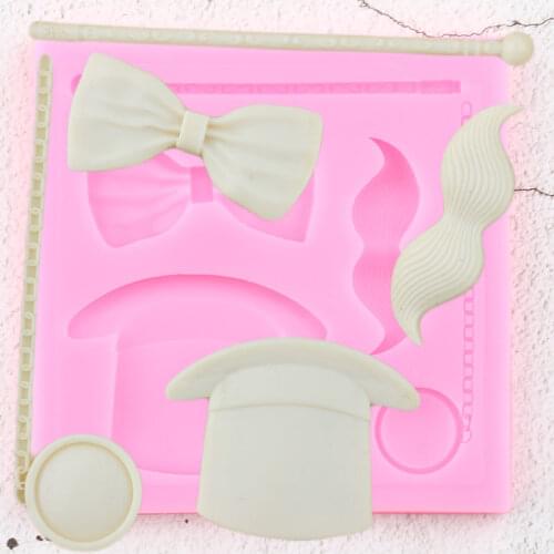 DIY Wedding Cake Decorating Magic Hat Moustache Bows Silicone Mold Candy Chocolate Gumpaste MoldsCupcake Topper Fondant Moulds