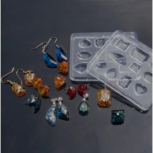 10 Designs Gem Shape Silicone Earring Mold For DIY Epoxy Resin Jewelry Making Pendant Mold Tools