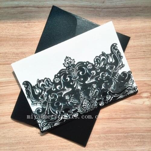 Horizontal white&black Laser Cut Indian Wedding Invitations Christmas event party supplies