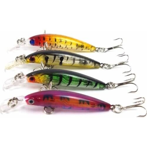HiUmi 4Pcs 7cm 3.9g Colorful Artificial Fishing Lures Hard Minnow Swim Bait Sinking LuresTreble Hooks Tackle