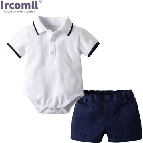 Ircomll 2021 Summer baby boy clothes set 2PCS Newborn clothing sets Gentleman Cotton Infant short sleeve Boys birthday Clothing