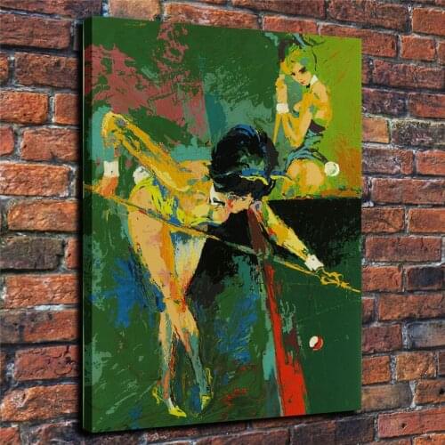 LeRoy Neiman HD Print Modern Abstract Sexy girl playing pool Oil Painting on Canvas Poster Wall Art for Living Room Home Decor