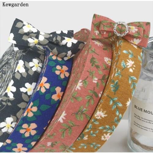 Kewgarden Handmade Sewing Carfts DIY Hair Bows Accessories 2" 1" 50mm 25mm 10mm Floral Fabric Layering Cloth Ribbon 11 Yards
