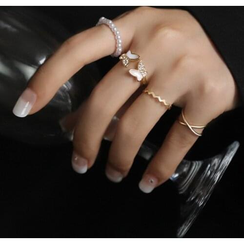 Rings For Women Fashion 2021 Trend Retro Ring On Phalanx Gold Adjustable Metal Dating Party Elegant Wedding Ring Set Jewellery