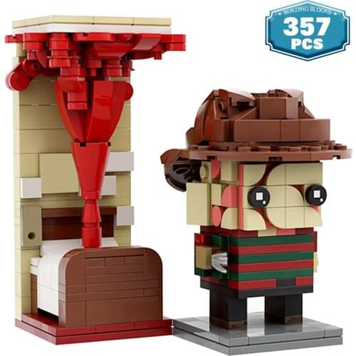 MOC Classic Horror Movie Killer Freddyed Brickheadz Toys Building Blocks Kits Bricks Movie Figures Toys for Boys Education Toys