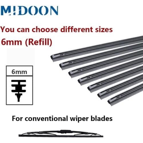MIDOON Car Vehicle Insert Rubber strip Wiper Blade (Refill) 6mm Soft 14" 16" 17" 18" 19" 20" 21" 22" 24" 26" 28" 1pcs Accessorie