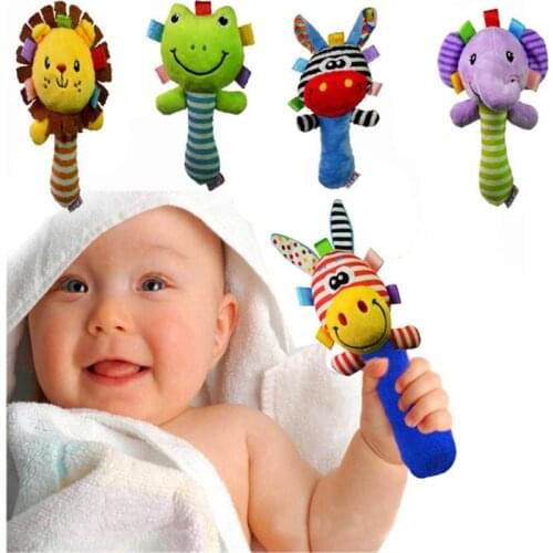 1pcs Mini Baby Rattle Toy Boys Girls Newborn Baby Soft Sound Animal Handbells Squeeze Plush Toy Gift For Kids Toddler Calm Toys