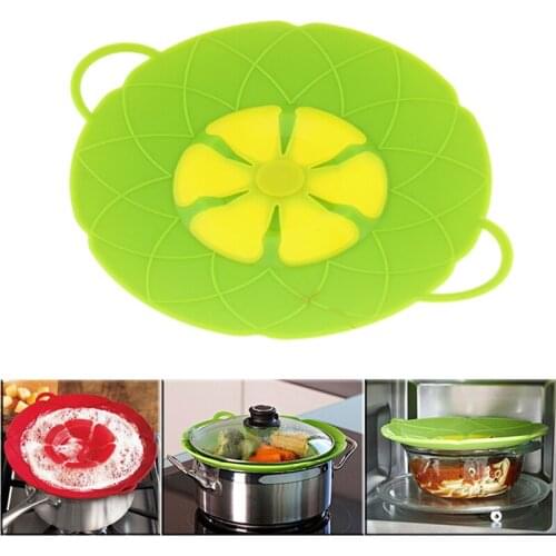 Multi-function Cooking Tools Flower Cookware Parts Green Silicone Boil Over Spill lid Stopper Oven Safe For Pot/Pan Cover 10"