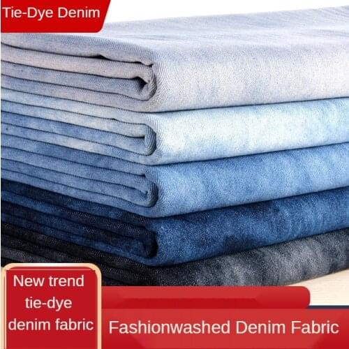 Fashion Denim Fabric New Trend Tie-dyed Washed Thick Thin Brocade for Skirt Pants Clothes Dress Sewing Summer By Half A Meter