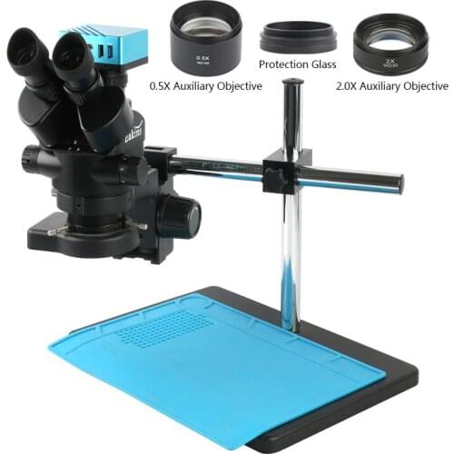 3.5X-90X Simul-focal Trinocular Stereo Microscope UHD 4K SONY IMX334 HDMI Video Industrial PCB Soldering Measuring Camera