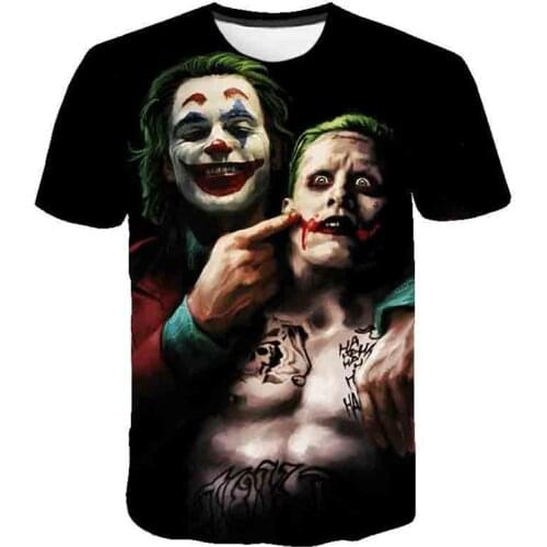 Blouses squads 3D Printed T Shirt Men Joker Face Casual O-neck Male tshirt Clown Short Sleeve Cosplay Funny T shirts brown top