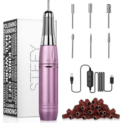 Makartt Stefy Handheld Nail Drill Kit Pink USB Manicure Pen For Nail Carving Compact & Portable Nail File Efile Nail Drill