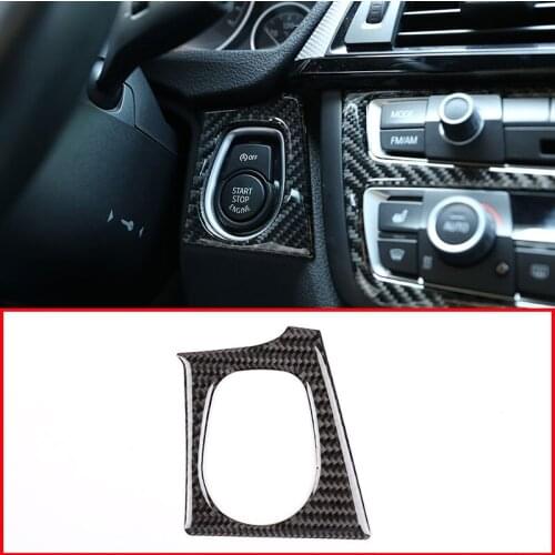 Real Carbon Fiber For BMW F30 F35 3 4 Series GT 2013-2018 Car Engine Start Stop Frame Stickers Accessories