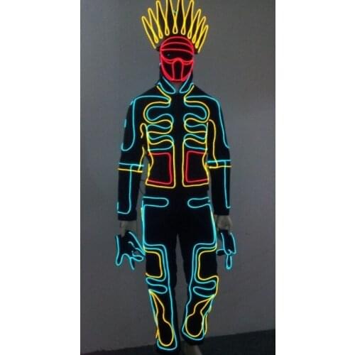 Performance Growing Clothes EL Wire Dance Costume Led Robot Suit Stage Show Nightclub Party Supplies New years eve decorations