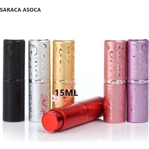 Wholesale 30pcs/lot 15ml Embossed flowers Metal Shell Glass Tank Rotatable Perfume Atomizer Bottle Spary Refillable Bottle