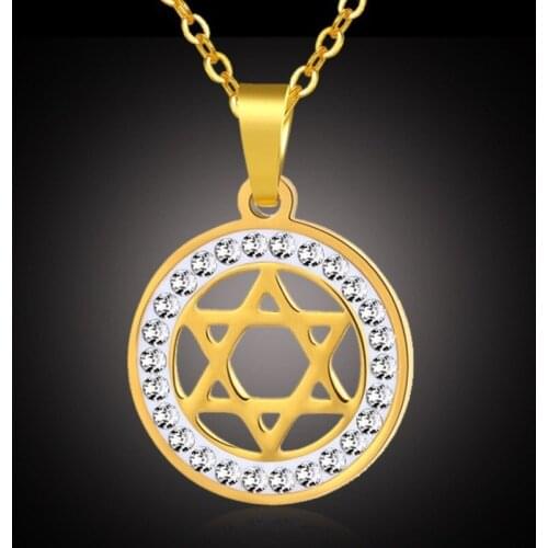 Multi-color Six-pointed Star Fashion Hot Sale Pendant Necklace Jewelry Stainless Steel Men Trend Punk Style Necklace