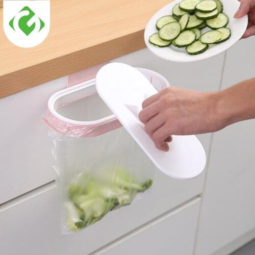 Hangable kitchen home door back cabinet trash can bracket garbage bag hanging storage rackGarbage Bag Holder Hanging Kitchen