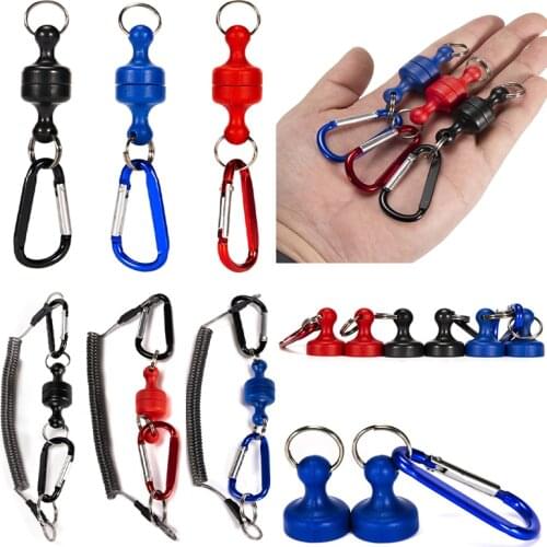 Strong Magnetic Net Quick Release Clips Net Holder with Fishing Coil Lanyard Carabiners for Fly Fishing Fish Tackle Tools