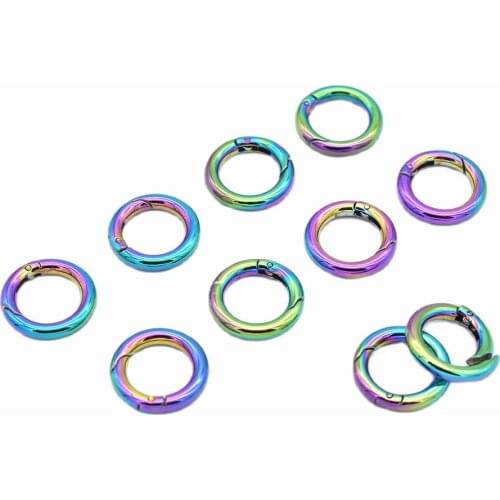 Rainbow Spring O Ring Gate Round Snap Hook Gate O Ring Metal purse Bag push Clasp Webbing Hook clip Spring Buckle