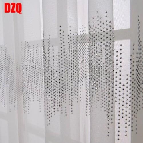 Luxury Endless Wave 3D Diamond Sheer Curtains for Bedroom Window Screen White Gray Tulle for Living Room Kitchen balcony