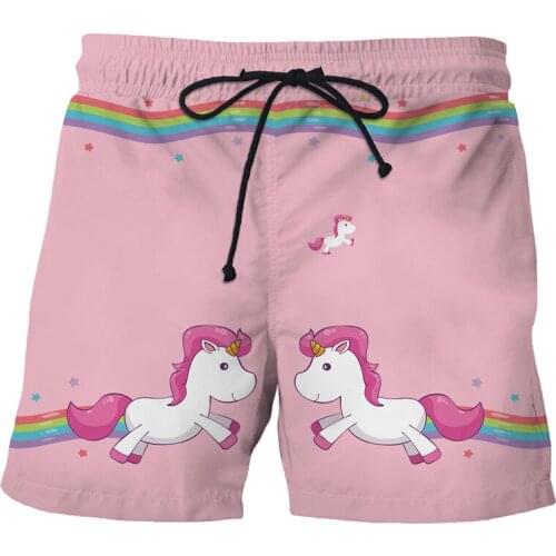 2020 Men Women 3D unicorn Print shorts Costume Boys Girls Summer hot sale swim breathable shorts Children cartoon Casual