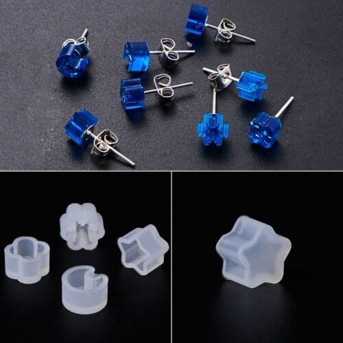 Silicone Mold Ear Stud DIY Jewelry Making Snowflake Moon Star Flower Shape Mini Small Molds Epoxy Resin Crafts Earrings Tools