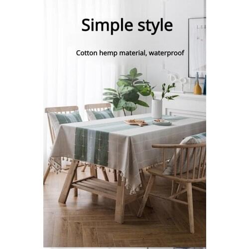 Table Cloth Cotton Linen Small Pure and Fresh Contracted Chinese Modern Contracted Nordic Table Cloth Rectangular Tea Table INS
