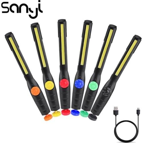 SANYI Flashlight Torch LED COB Portable Lamp Super Bright Built-in Battery USB Charging Car Camping Working Light