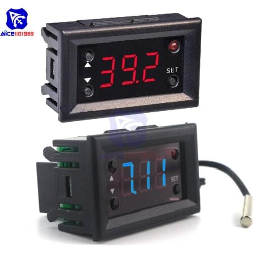 W1218 DC 12V Thermostat Digital Display Temperature Controller Blue Red Color Waterproof Sensor Degree Control NTC Probe Relay