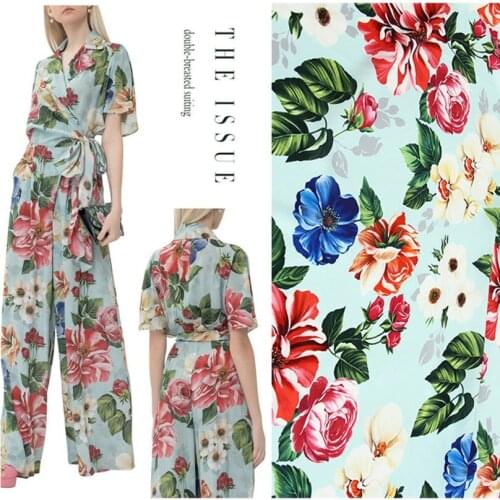 Imitation crepe de chine fabric cloth meter material printed dress clothing handmade DIY fabric wholesale cloth