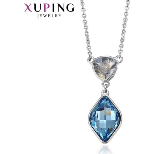 Xuping Jewelry Fashion Luxury Pendant Necklaces with Water Drop Shaped Crystals for Women Valentines Day Gifts 43461