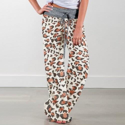 Womens Lace-up Printed Waist Stitching Casual Trousers pantalones de mujer штаны женский cargo pants штаны в клетку