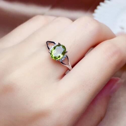 1.5ct stone Natural olivine water drop ring 925 silver producer wholesale price concessions peridot