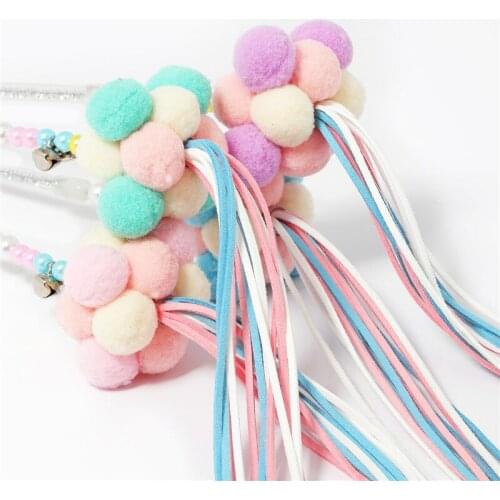 1 Piece/2pieces Wand For Cats, Interactive Toy With Tassel, Pom-pom And Bell, For Pets, Decoration With Beads
