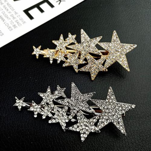 1 Pc Full Diamond Star 2020 Hair Clips Fashion Sliver Gold Hair Pins Holder For Women Girls Ins Party Daily Hair Accessories