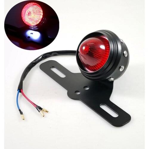 1PC Universal LED Motorcycle Rear Tail Light Vintage Motorbike Brake License Plate Lamp For Benelli Triumph Ducati Honda Suzuki